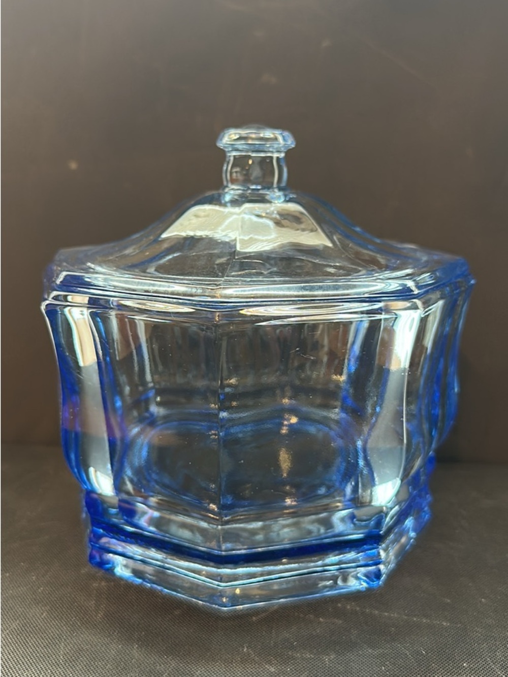 Blue Glass Covered Candy Dish